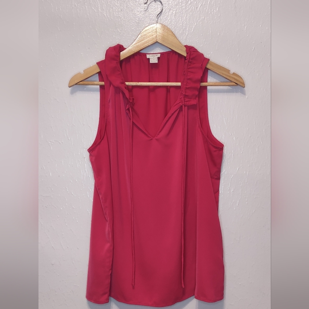 Pink‎ Sleeveless Feminine J Crew Blouse With Ruffle Collar Size 12
